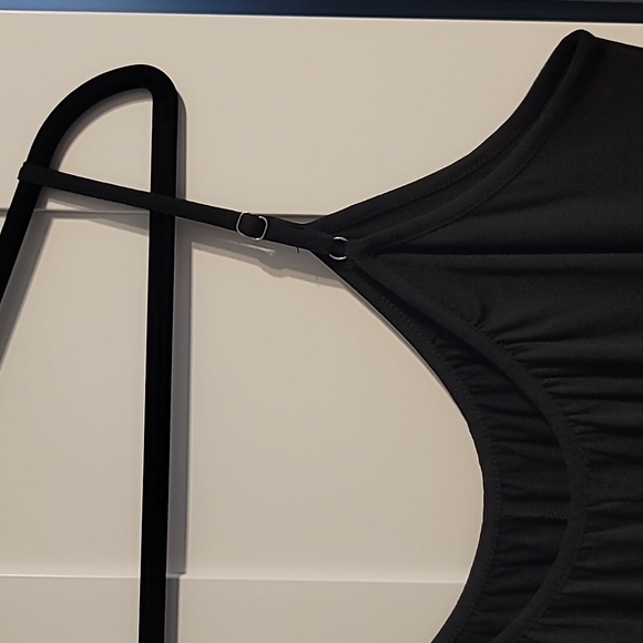 Unbranded Jumpsuit Women's Large Black Spaghetti Straps Knit Wide-Leg Loungewear - Picture 7 of 9